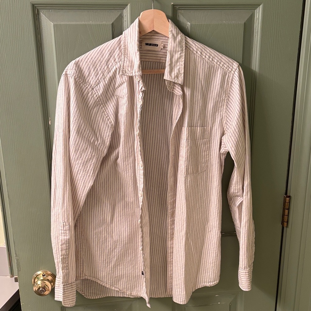 Taylor Stitch Men's Cream Striped Button Down Shirt